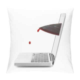 Personality  Internet Violence Concept - Bloody Knife Out Of Laptop Screen Pillow Covers