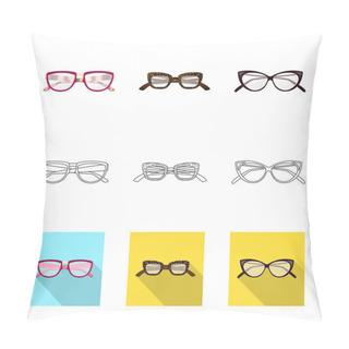 Personality  Vector Illustration Of Glasses And Frame Symbol. Set Of Glasses And Accessory Vector Icon For Stock. Pillow Covers