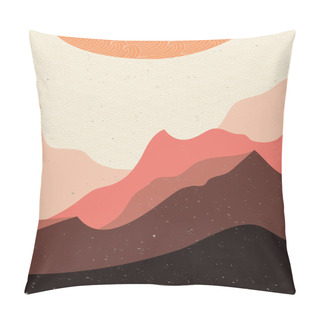 Personality  Abstract Contemporary. Mountain Landscape Poster. Geometric Landscape Background In Asian Japanese Style. Vector Illustration Pillow Covers