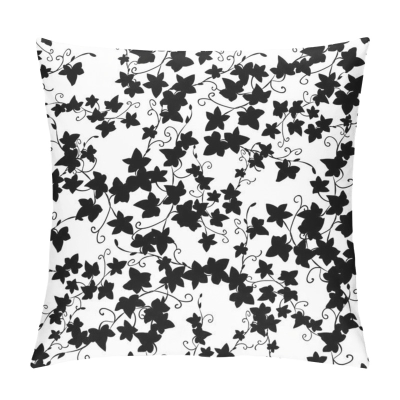 Personality  Black doodle ivy leaves seamless pattern pillow covers