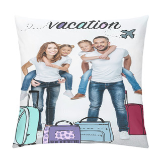 Personality  Parents Piggybacking Happy Children Pillow Covers