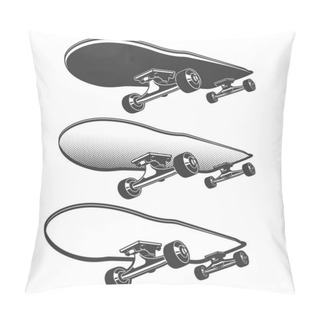 Personality  Skateboard In Motion Retro Illustration Pillow Covers