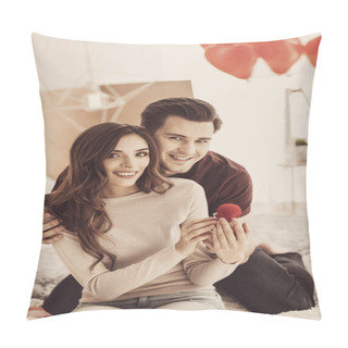 Personality  Future Husband Smiling While Hugging His Beautiful Beaming Girlfriend Pillow Covers