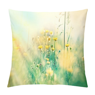 Personality  Yellow Meadow Flowers And Grass Pillow Covers