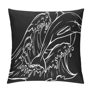 Personality  Vector Silhouette Of Dolphins Jumping Out Of Water Pillow Covers