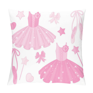 Personality  Vector Set With Ballet Shoes And Tutu Dresses Pillow Covers