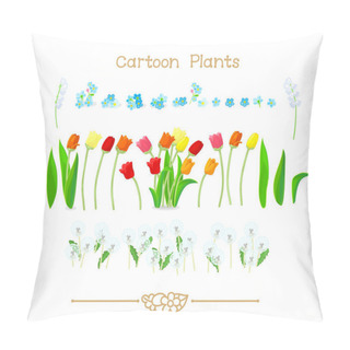 Personality   Plantae Series Cartoon Plants: Spring Tulips Flowers Set Pillow Covers