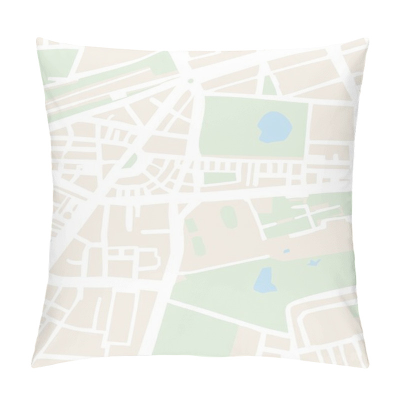 Personality  Abstract City Map Vector Illustration With Streets, Parks And Ponds Pillow Covers