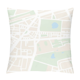Personality  Abstract City Map Vector Illustration With Streets, Parks And Ponds Pillow Covers