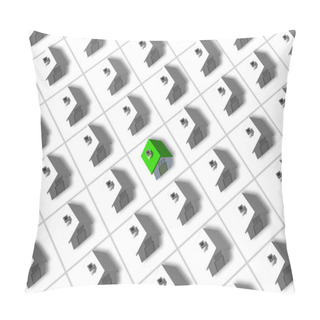 Personality  One Green Roofed 3d House Surrounded By Many Pillow Covers