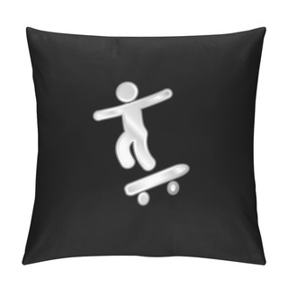 Personality  Boy With Skatingboard Silver Plated Metallic Icon Pillow Covers