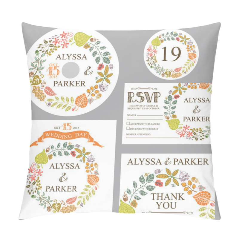 Personality  Autumn Wedding Template Set With Leaves Pillow Covers
