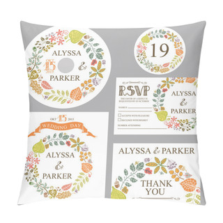 Personality  Autumn Wedding Template Set With Leaves Pillow Covers
