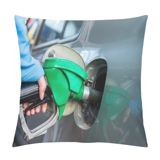 Personality  Punping Gas At Gas Station. Pillow Covers