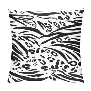 Personality  Full Seamless Leopard Zebra Pattern Texture Vector. Endless Black And White Cheetah Design For Dress Fabric Print. Pillow Covers