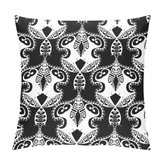 Personality  Greek Black And White Vector Seamless Pattern. Ornamental Floral Pillow Covers