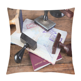 Personality  Stamps On Passport Pillow Covers