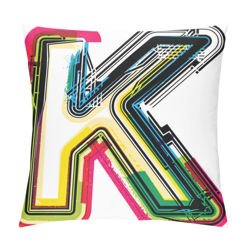 Personality  Colorful Grunge LETTER K pillow covers