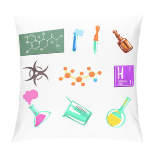 Personality  Chemist Scientist And Chemical Science Related Icons And Laboratory Experimental Equipment Pillow Covers
