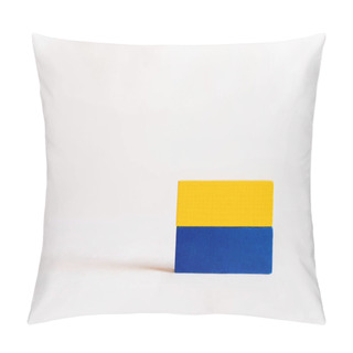 Personality  Blue And Yellow Rectangular Blocks On White Background With Copy Space, Ukrainian Concept Pillow Covers