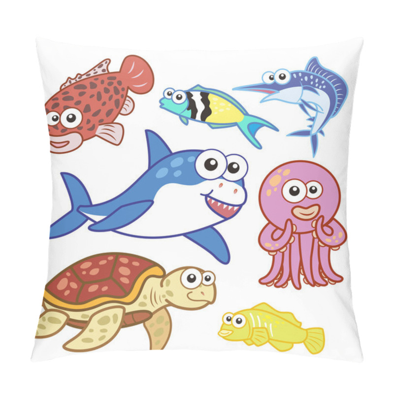 Personality  cartoon sea animals set with white background pillow covers