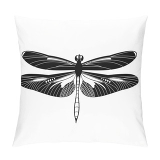 Personality  Black Vector Dragonfly Icon Isolated On White Background, Pillow Covers