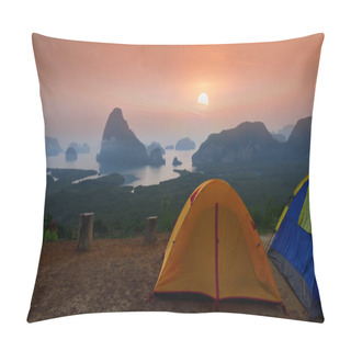 Personality  Beautiful View At Samet Nangshe Viewpoint In The Morning In Phang-nga Province, Thailand. Travel Destination Concept And Landmark Idea Pillow Covers