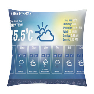 Personality  Weather Forecast Interface With Icon Set Pillow Covers