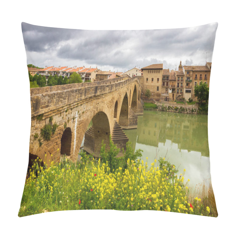 Personality  Puente La Reina (Bridge Of The Queen) Bridge Over The Arga River. Navarre, Spain Pillow Covers