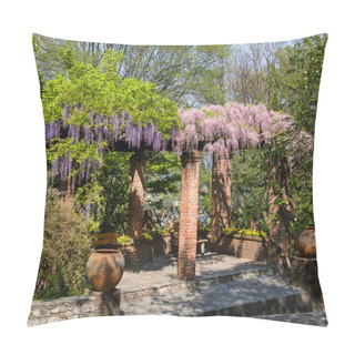 Personality  Pergola With  Wisteria Pillow Covers