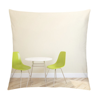 Personality  Table And Two Green Chairs Pillow Covers