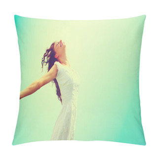 Personality  Woman Enjoying Nature. Pillow Covers