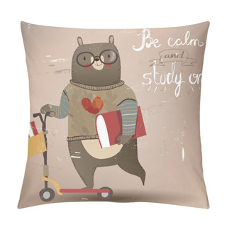 Personality  Cartoon Bear On Scooter Pillow Covers