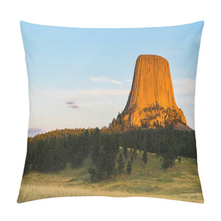 Personality   Devils Tower National Monument At Sunset ,Wyoming,usa.   Pillow Covers