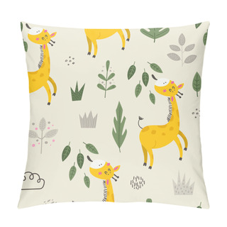 Personality  Seamless Pattern With Cute Giraffes Pillow Covers