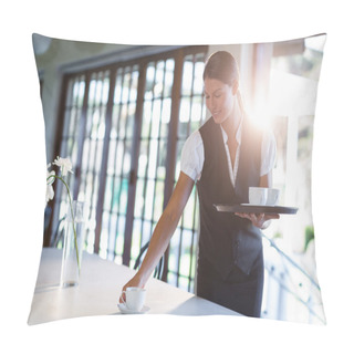 Personality  Waitress Serving Cup Of Coffee Pillow Covers