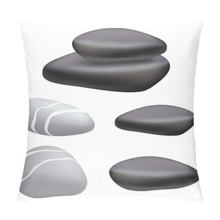 Personality  Dark And Gray Pebbles On A White Background. Pillow Covers