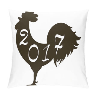 Personality  Icon Fire Rooster, Symbol Of Chinese New Year 2017. Flat Design Vector Illustration Icons And Logos. Black Silhouette On White. The Concept Of A New Year On The Chinese Calendar Pillow Covers