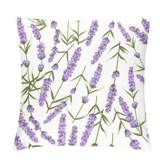 Personality  Seamless Pattern Of Purple Lavender Flowers, Watercolor Style Flowers. Elegant Flowers. Vector Backgroun Pillow Covers