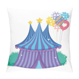 Personality  Circus Big Top Entertainment With Balloons Vector Illustration Pillow Covers