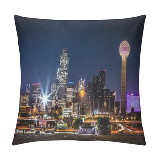 Personality  Dallas Skyline By Night Pillow Covers