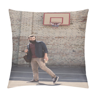 Personality  Man Posing On Basketball Yard Pillow Covers