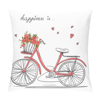 Personality  Bicycle With A Basket Pillow Covers