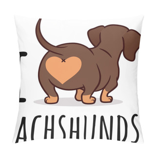 Personality  Cute Dachshund Dog Vector Cartoon Illustration Isolated On White Pillow Covers