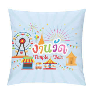 Personality  Thai Temple Fair, Typeface With Objects And Icons Pillow Covers