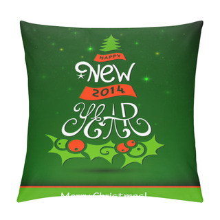 Personality  Fir Tree Forming From Letters. Happy New Year. Pillow Covers