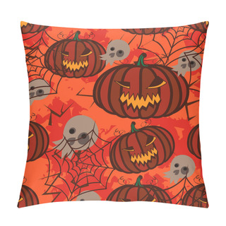 Personality  Seamless Orange Background With Pumpkins For Halloween. Pillow Covers