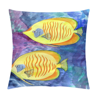 Personality  Sea Fish - Background Pattern. Decorative Composition On A Watercolor Background. Use Printed Products, Posters, Postcards, Packaging, Pattern On Fabric, Background Image. Pillow Covers