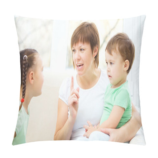 Personality  Mother Talking To Her Children Pillow Covers