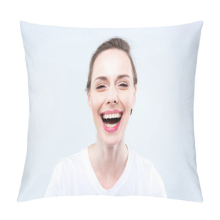 Personality  Attractive Laughing Woman  Pillow Covers